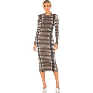 Young Fabulous & Broke Metallic Silver Long Sleeve Midi Dress